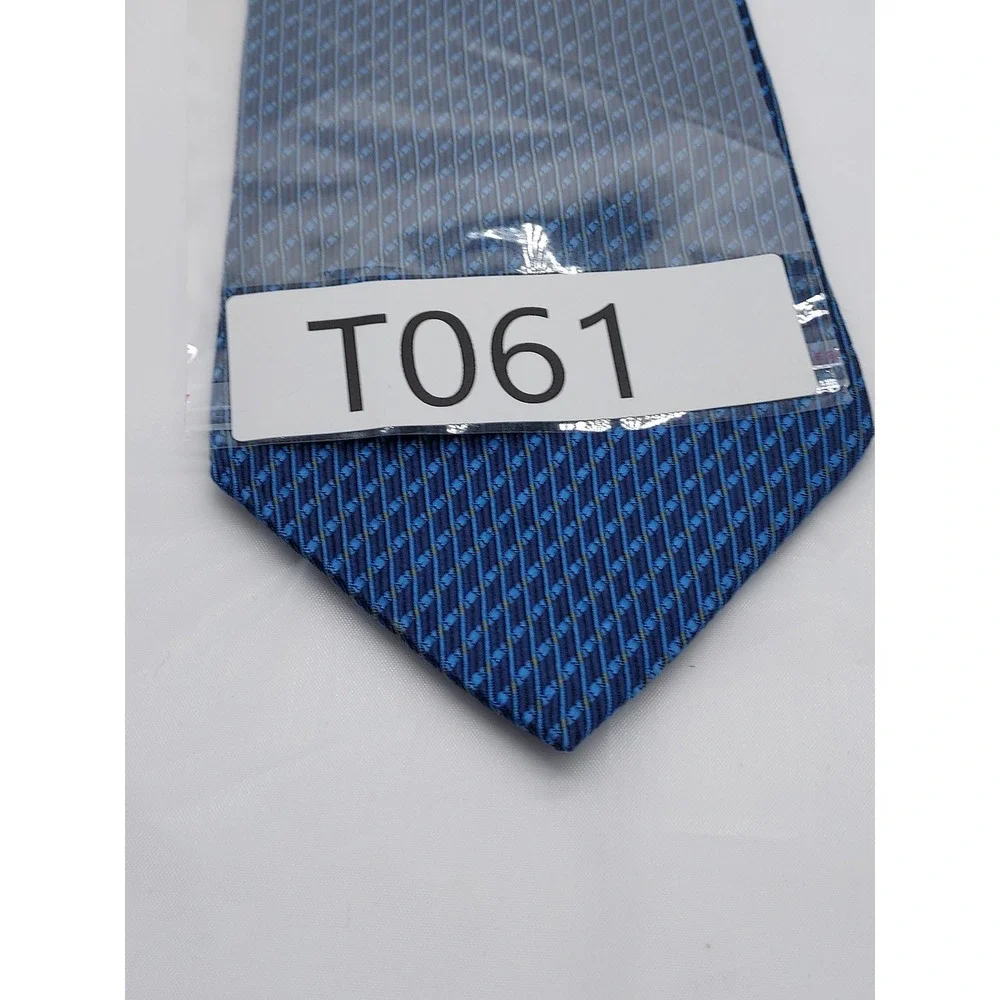 Blue Geometric Silk Tie Mens Classic Patterned Necktie T061